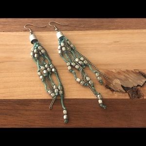 Teal dangle earrings